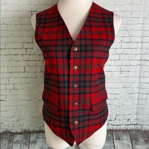 Pendleton Vintage Vest Tartan Buffalo Plaid 100% Virgin Wool L Sz 40 Menswear